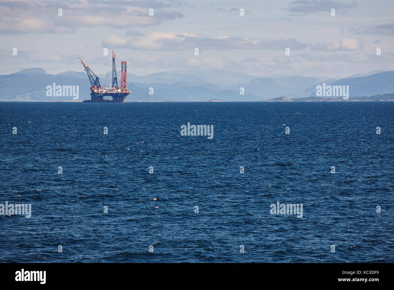 Oil and gas sea platform in Norway. Energy industry. Petroleum exploration Stock Photo