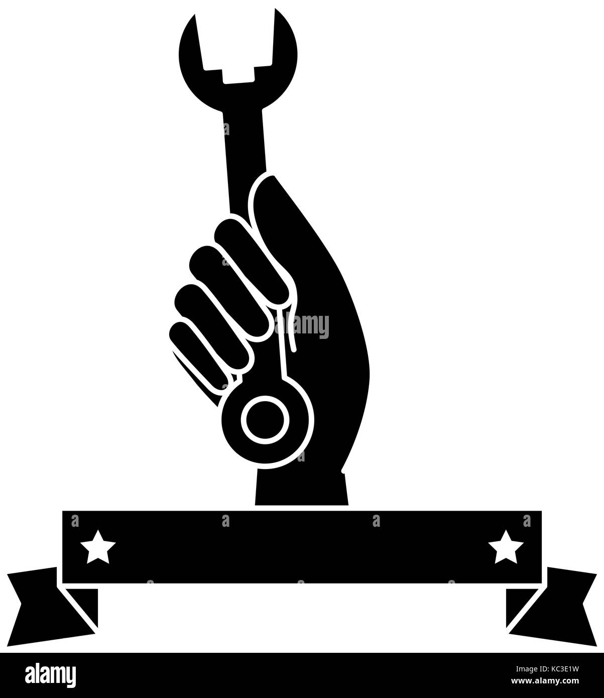 hand worker with wrench tool isolated icon vector illustration design ...
