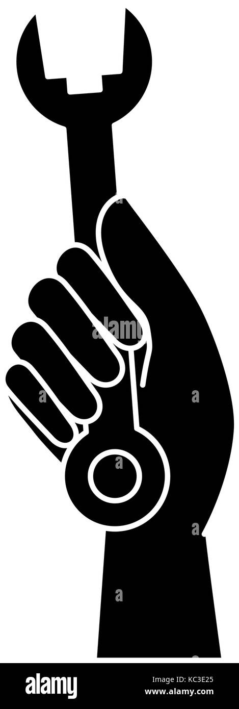 hand worker with wrench tool isolated icon vector illustration design ...