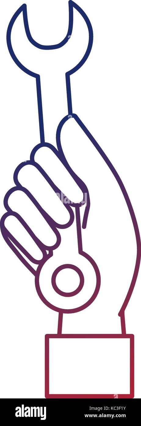 hand worker with wrench tool isolated icon vector illustration design ...