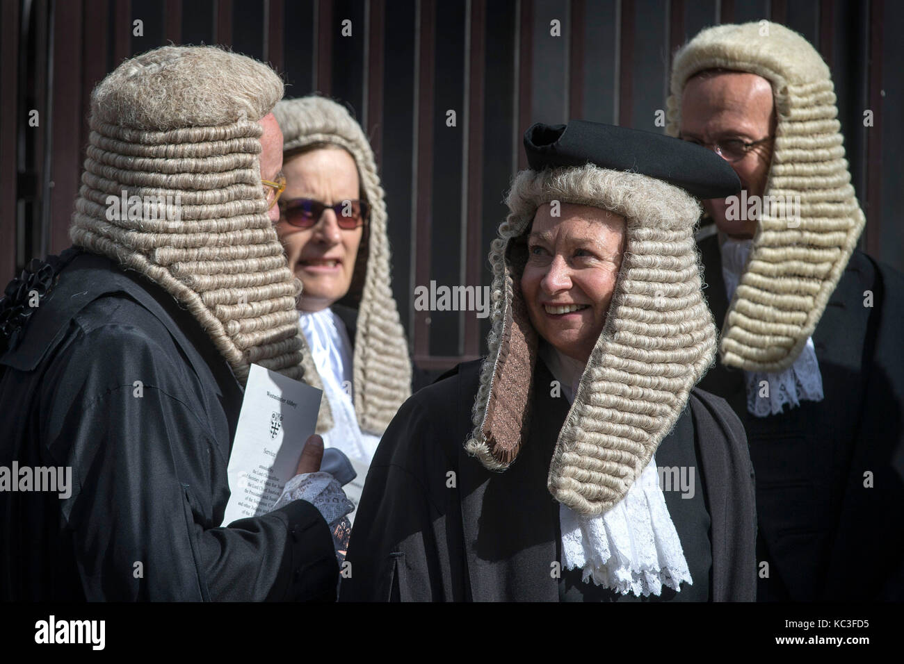 Members of the judiciary walk from Westminster Abbey to the Palace of Westminster in London following the annual Judges Service. Stock Photo