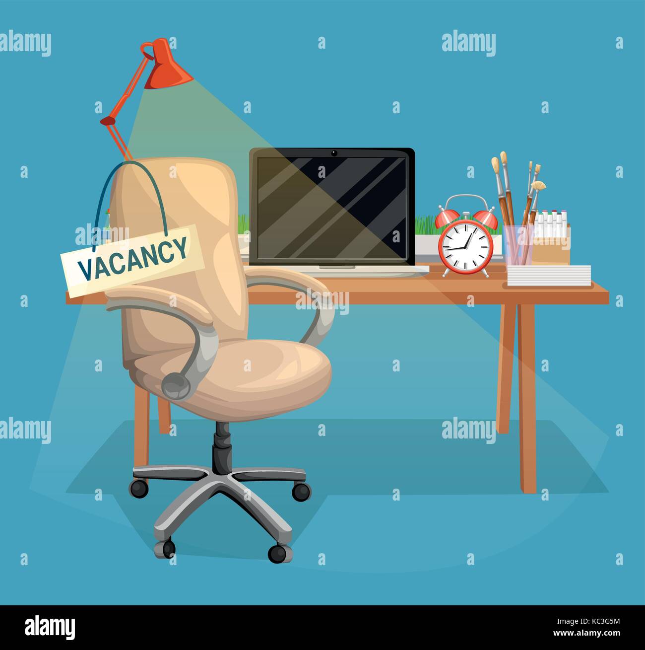 Hoveniacis Composition with Office Chair and A Sign Vacant.Business Hiring Recruiting Concept.Vector USA,Decor Poster Recruitment for Office 12x8in