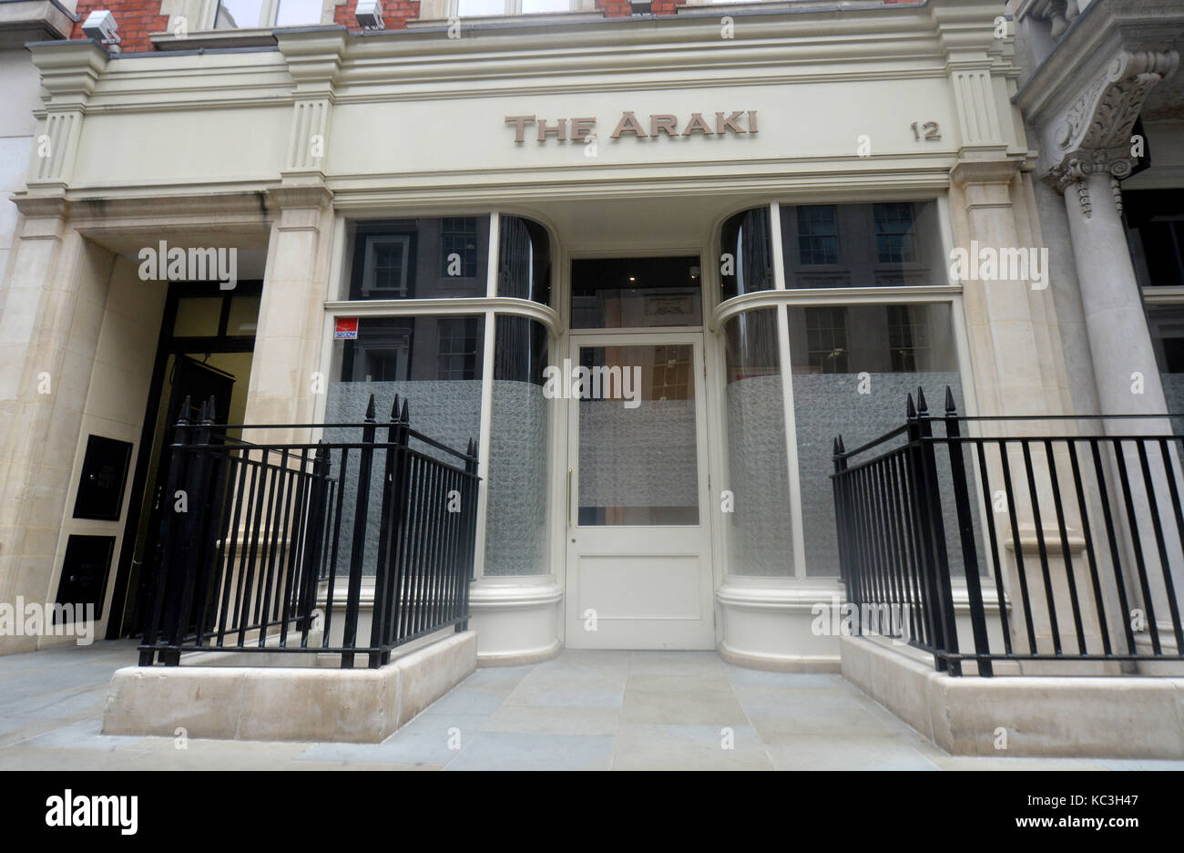 The Araki, off Regent Street in London, which is the latest British eaterie to gain three Michelin stars. Stock Photo