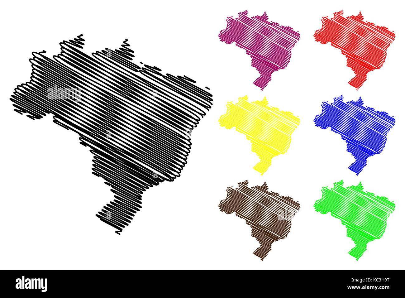 Brazil Map Vector Illustration, Scribble Sketch Brazilia Stock Vector ...