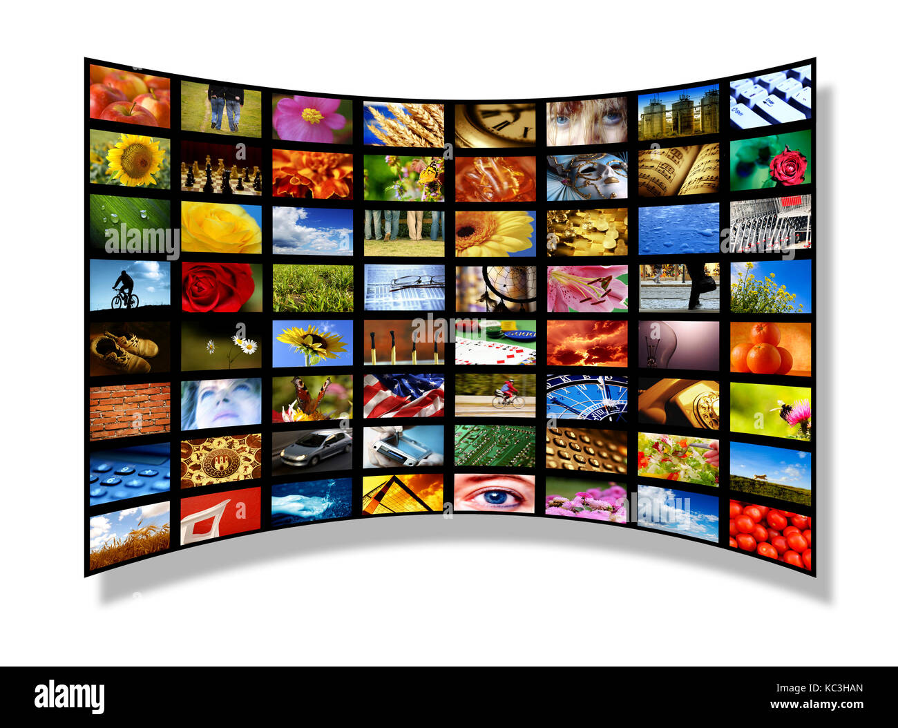 many screens with images Stock Photo Alamy