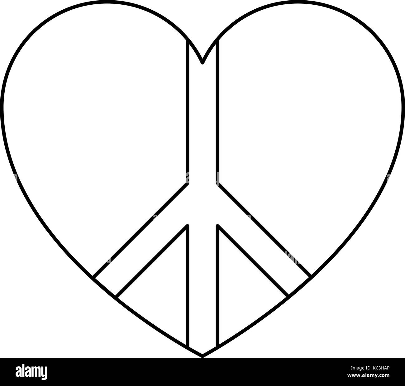 peace symbol with heart vector illustration design Stock Vector Image ...