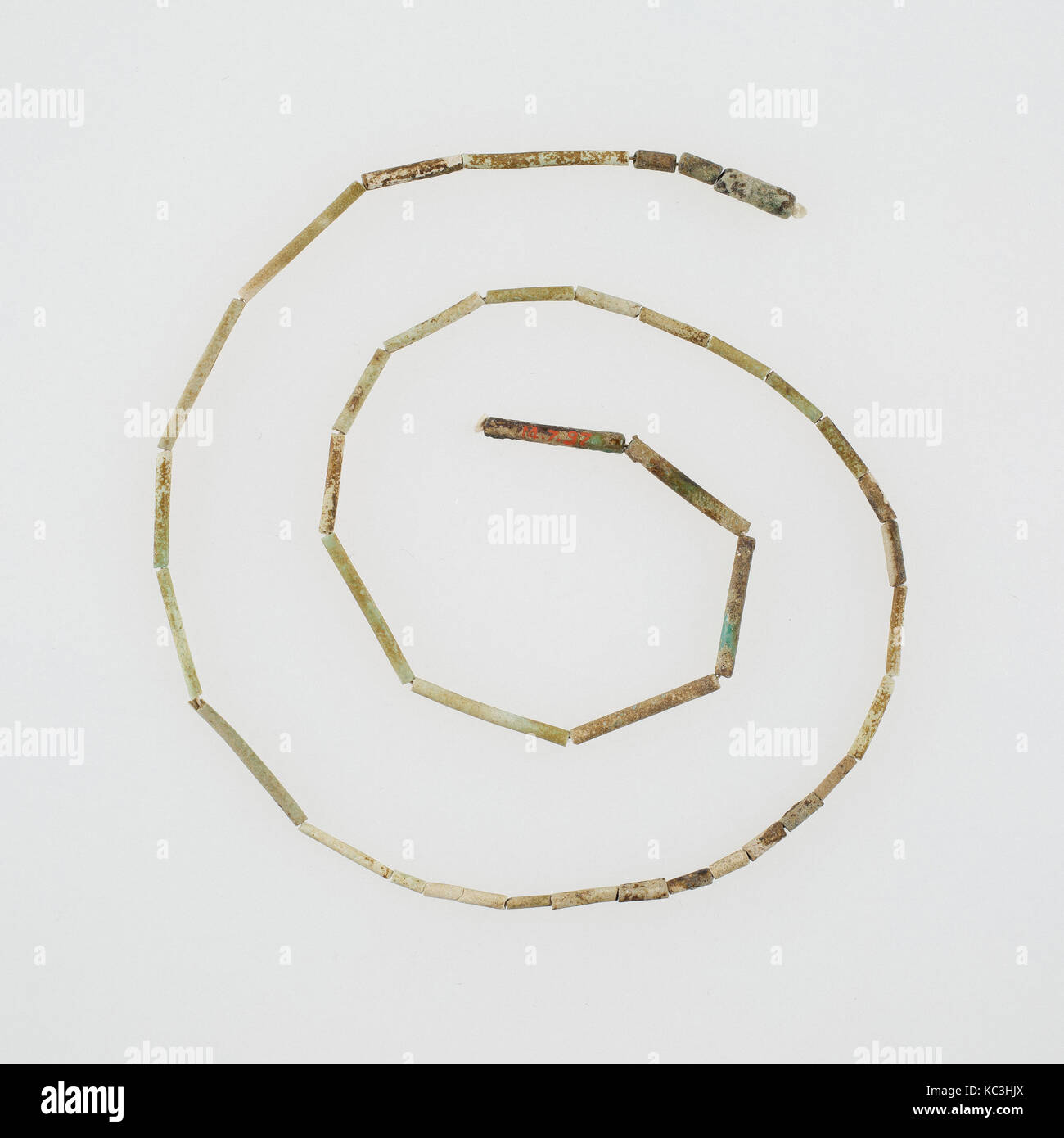 String of tubular beads, Old Kingdom, Dynasty 5, ca. 2381–2323 B.C., From Egypt, Memphite Region, Saqqara, Tomb of Perneb, floor Stock Photo