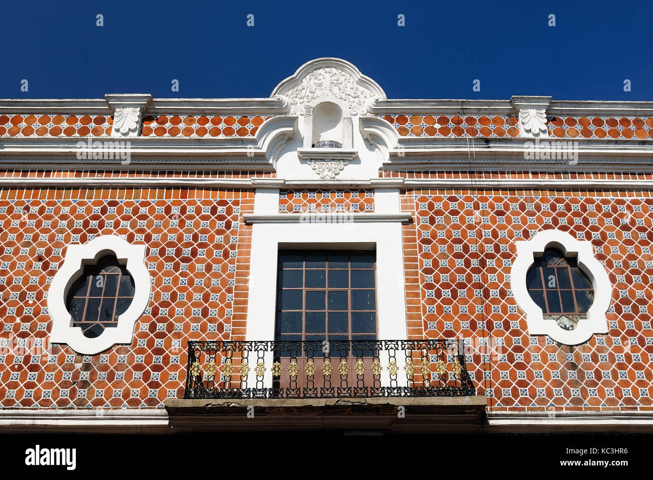 Detail of the colonial building in the Puebla city in Mexico Stock Photo