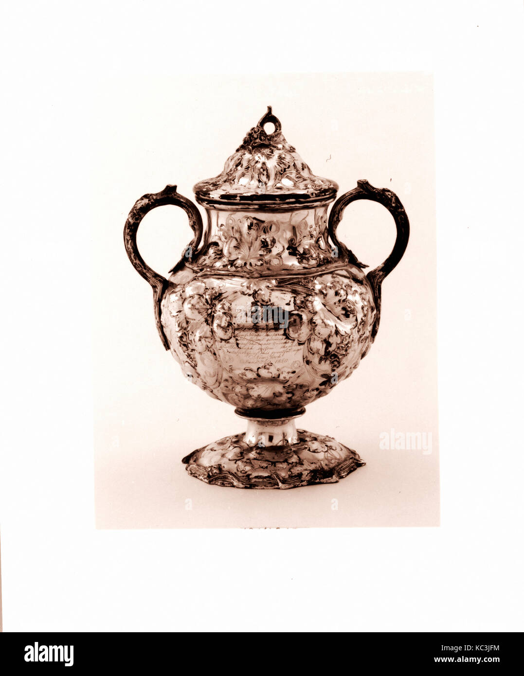 Sugar Bowl, 1850, Made in New York, New York, United States, American, Silver, Overall: 8 15/16 x 7 1/8 x 5 5/16 in. (22.7 x 18 Stock Photo