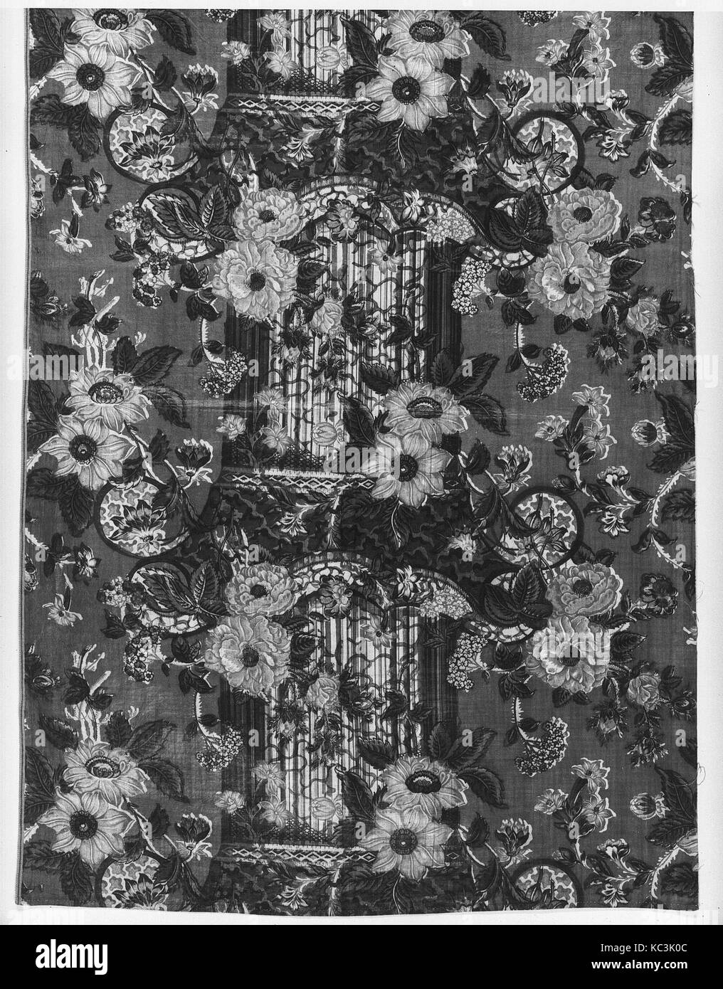 Piece, 1825–35, British, Cotton, L. 37 1/2 x W. 25 1/2 inches, Textiles-Printed Stock Photo