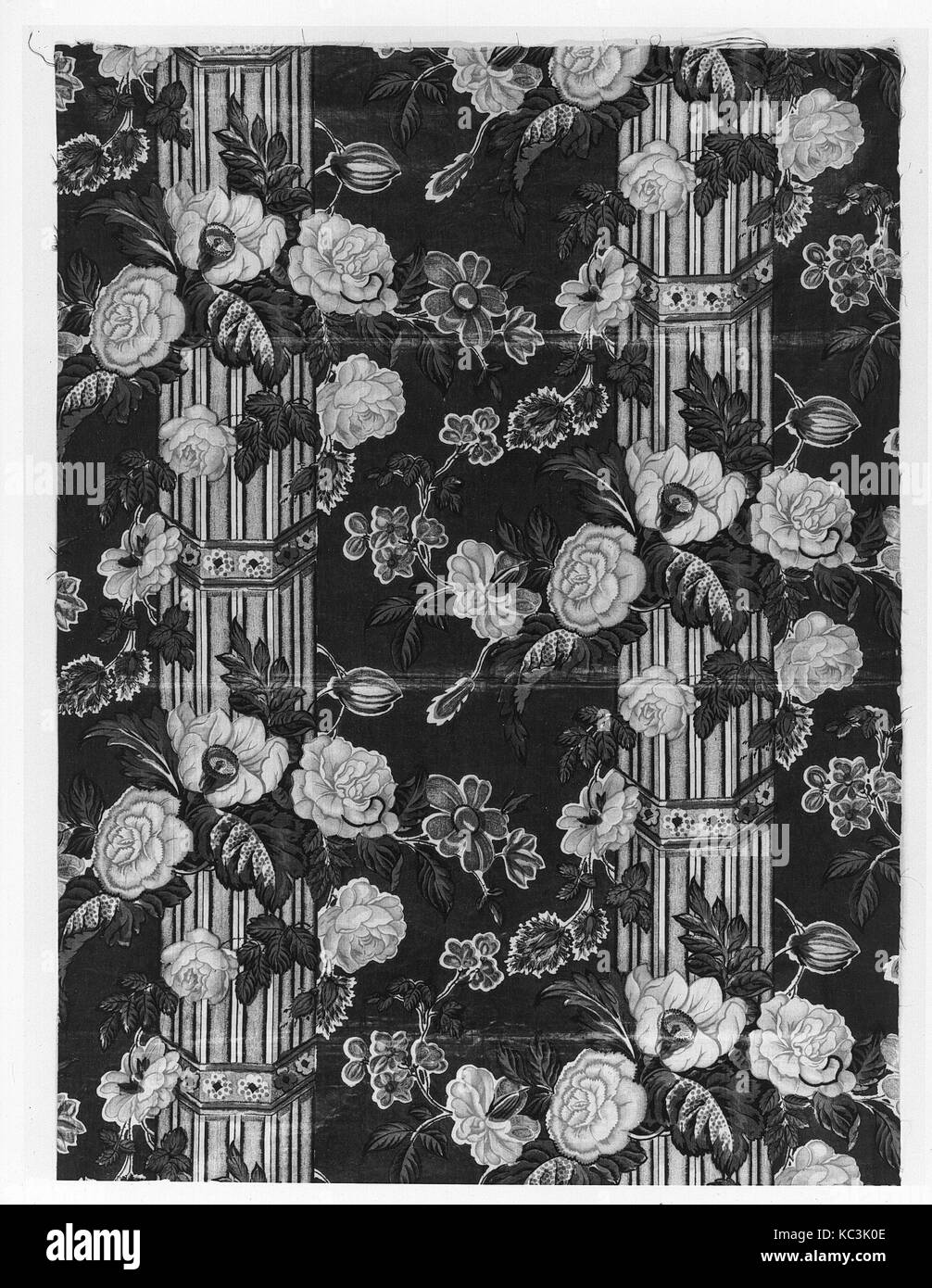 Piece, 1825–35, British, Cotton, L. 37 3/4 x W. 24 1/4 inches, Textiles-Printed Stock Photo