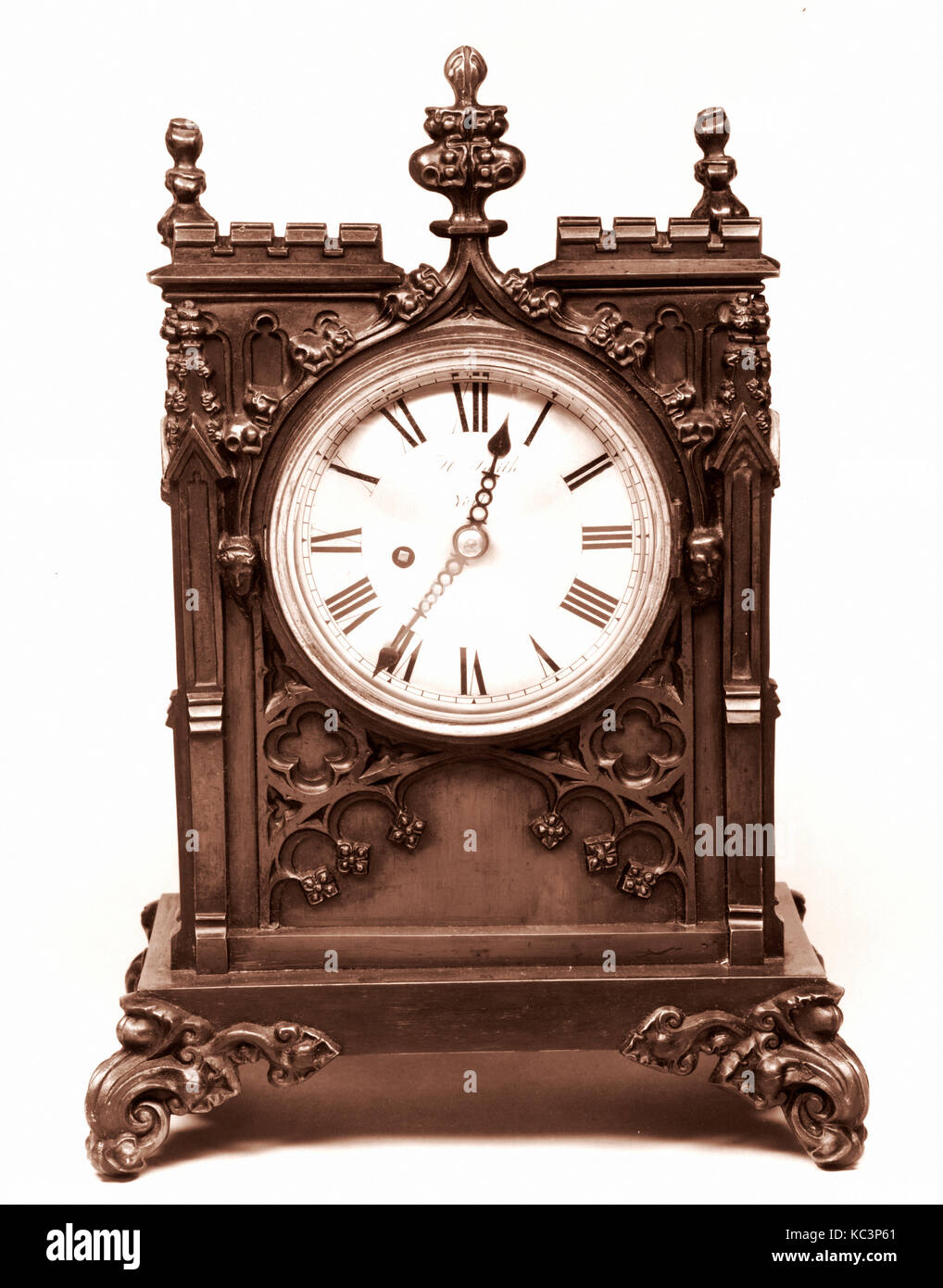 Mantel Clock, ca. 1845, Made in North Yorkshire, York, England, Bronze, 15 3/4  x 8 3/4 x 5 1/4 in. (40 x 22.2 x 13.3 cm), Metal Stock Photo - Alamy