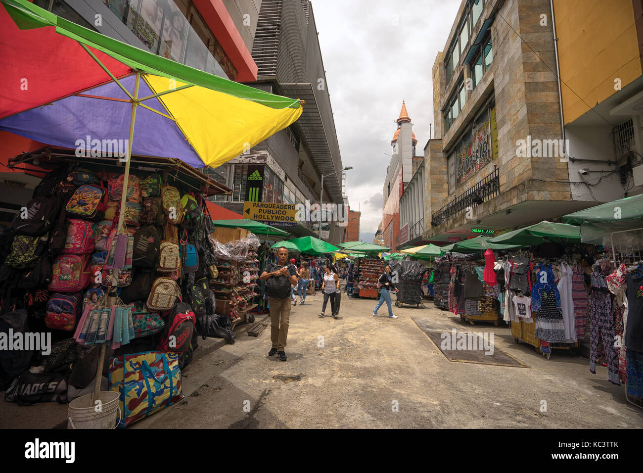 September 26, 2017 Medellin, Colombia:  street vendors fill up the streets in the 'La Candelaria' area of the city Stock Photo