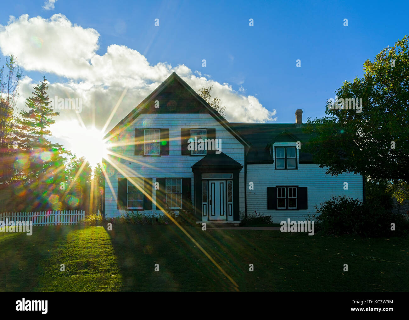The sun going down over Green Gables in Cavendish, Prince Edward Island National Park, Canada. Stock Photo