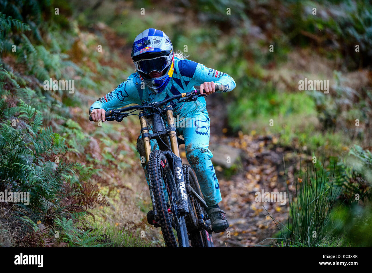 Professional downhill mountain bike racer Tahnée Seagrave from the United  Kingdom. Pictured riding at Bikepark Wales Stock Photo - Alamy