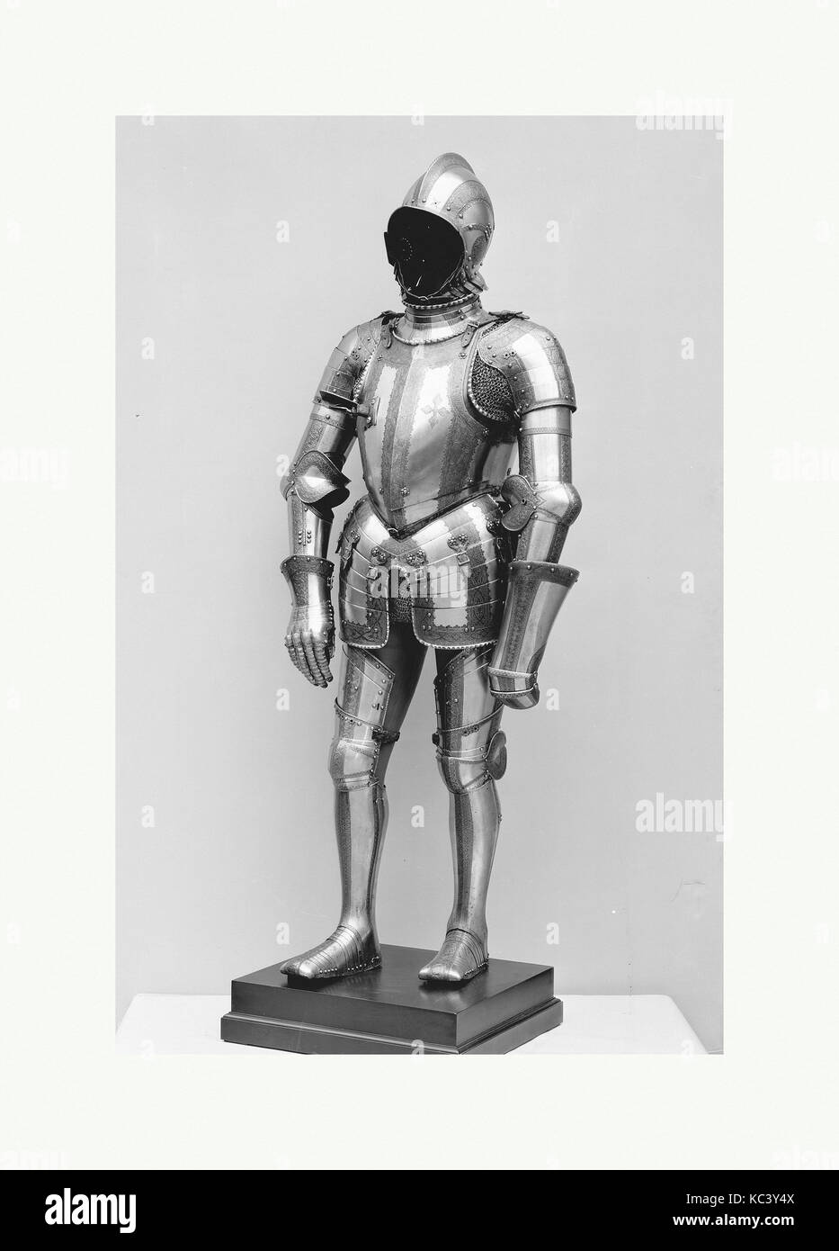 Composed Armor, ca. 1550–80, Landshut; Augsburg, German, Landshut and Augsburg; gorget, Italian, Steel, gold, leather, textile Stock Photo