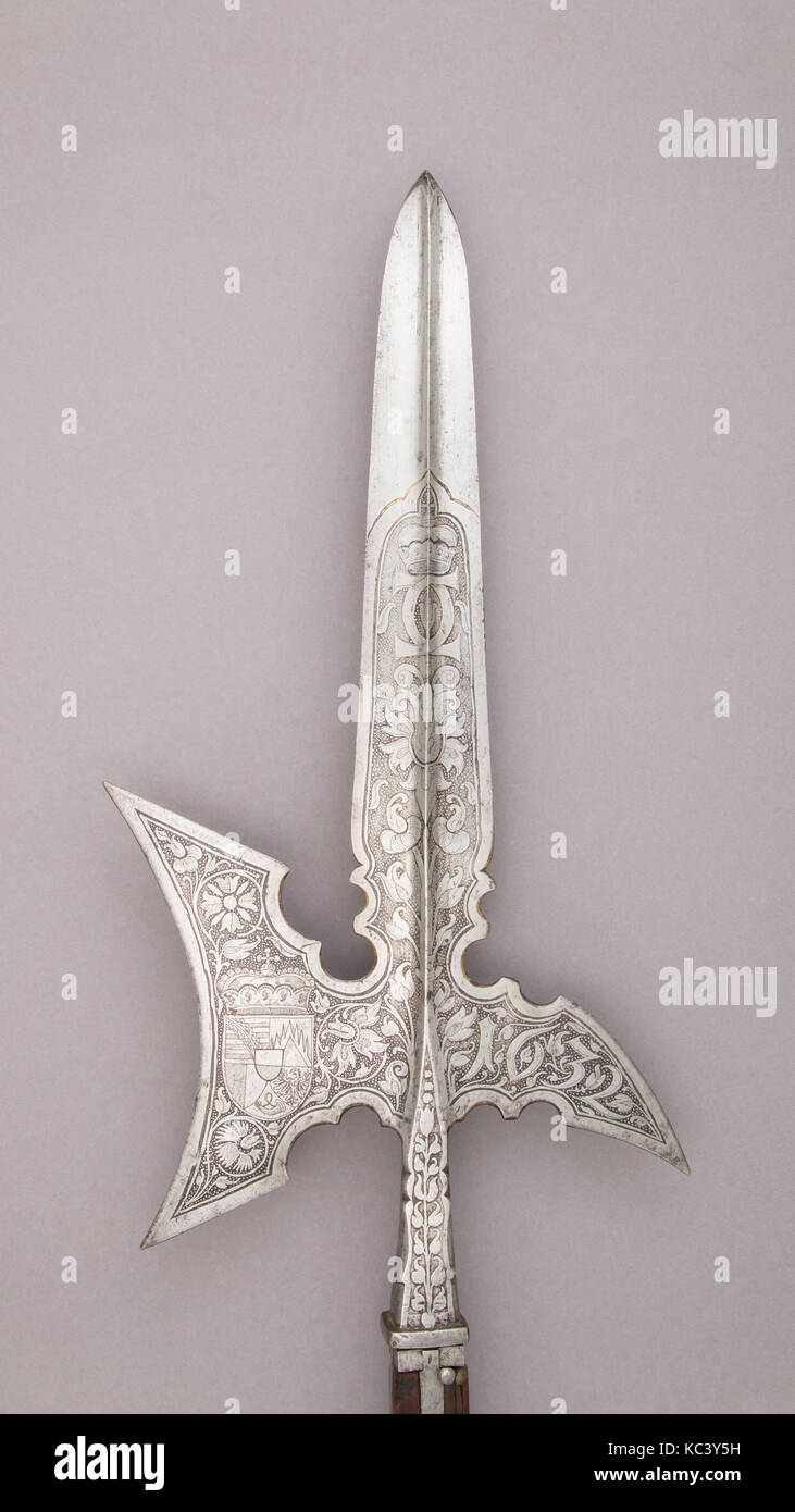 Halberd with the Arms of Liechtenstein Family, dated 1632 Stock Photo