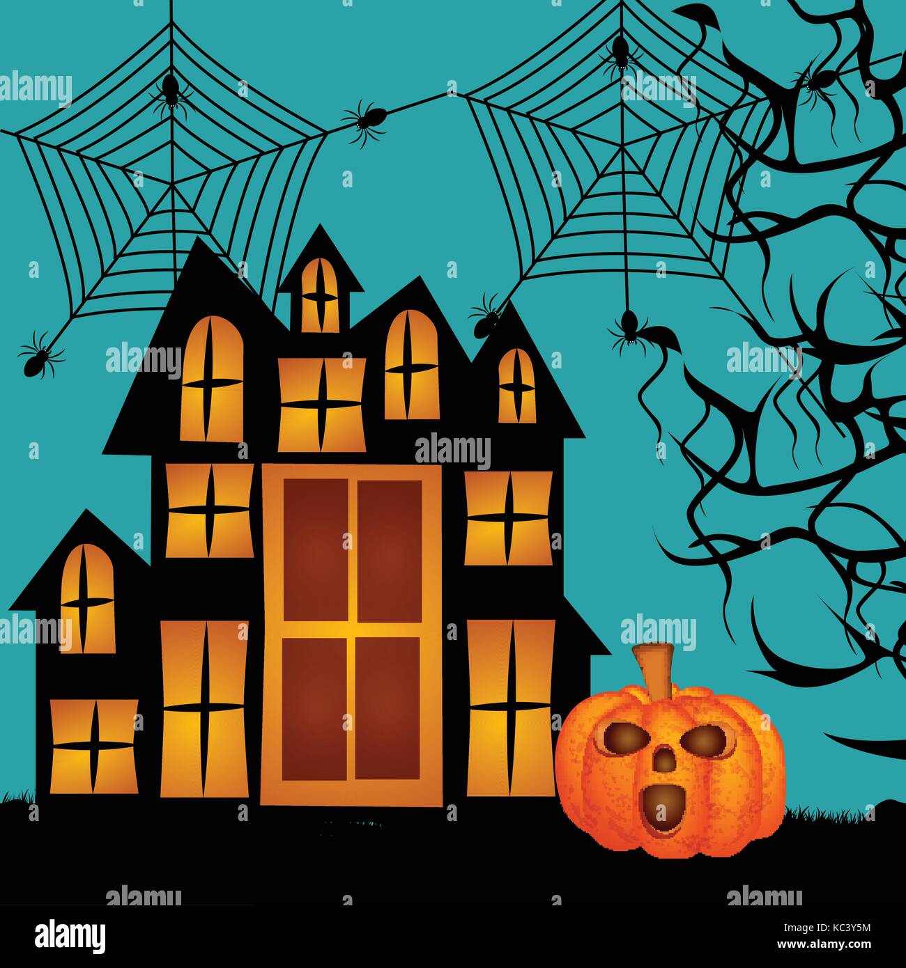 illustration of elements of Halloween Background Stock Vector Image