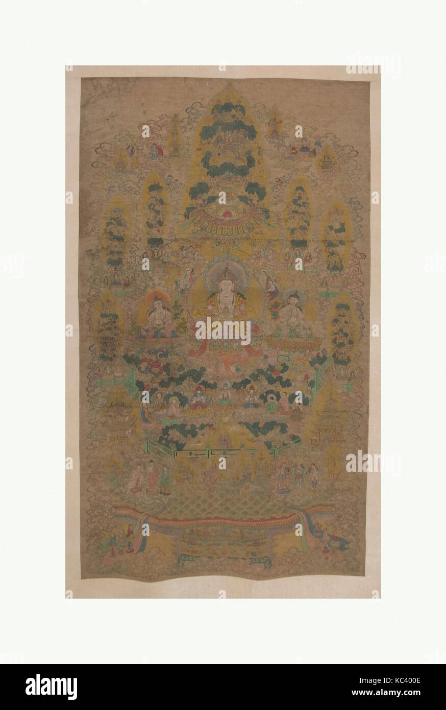Lamaist Mandala, 17th century, Tibet, Hanging scroll; print with paint, Image: 48 3/4 × 26 1/4 in. (123.8 × 66.7 cm), Paintings Stock Photo