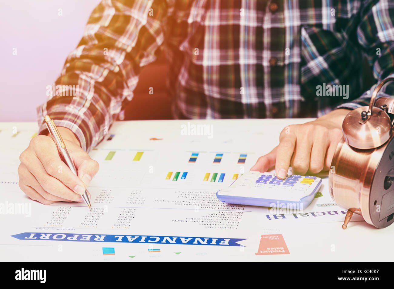 business finance accounting concept business man hand using calculator