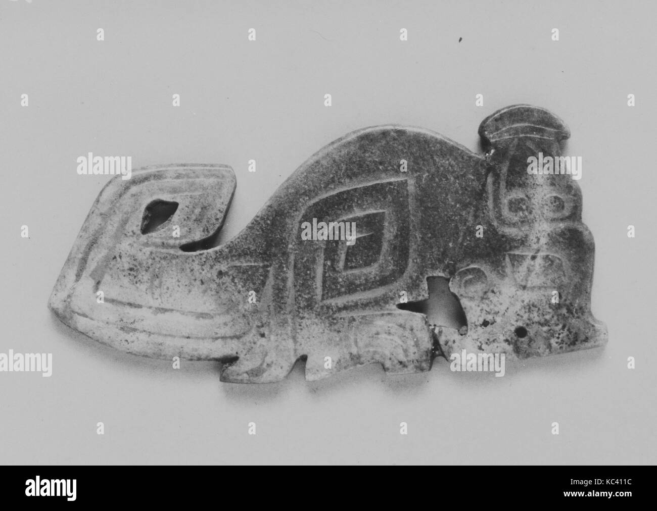 Dragon Pendant, 西周龍形玉佩, Western Zhou dynasty (1046–771 B.C.), 11th–10th century B.C., China, Jade (nephrite), H. 3 1/8 in. (7.9 Stock Photo
