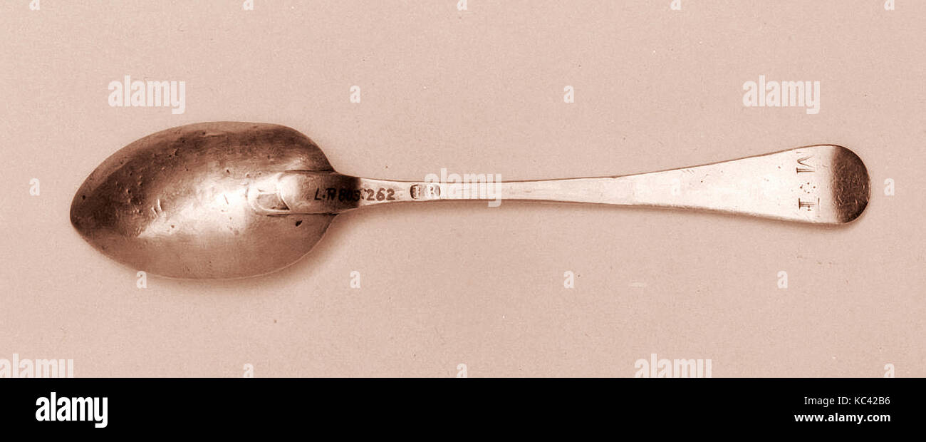 Spoon, 1770–1800, Made in Boston, Massachusetts, United States, American, Silver, L. 4 3/8 in. (11.1 cm), Silver, Paul Revere Stock Photo
