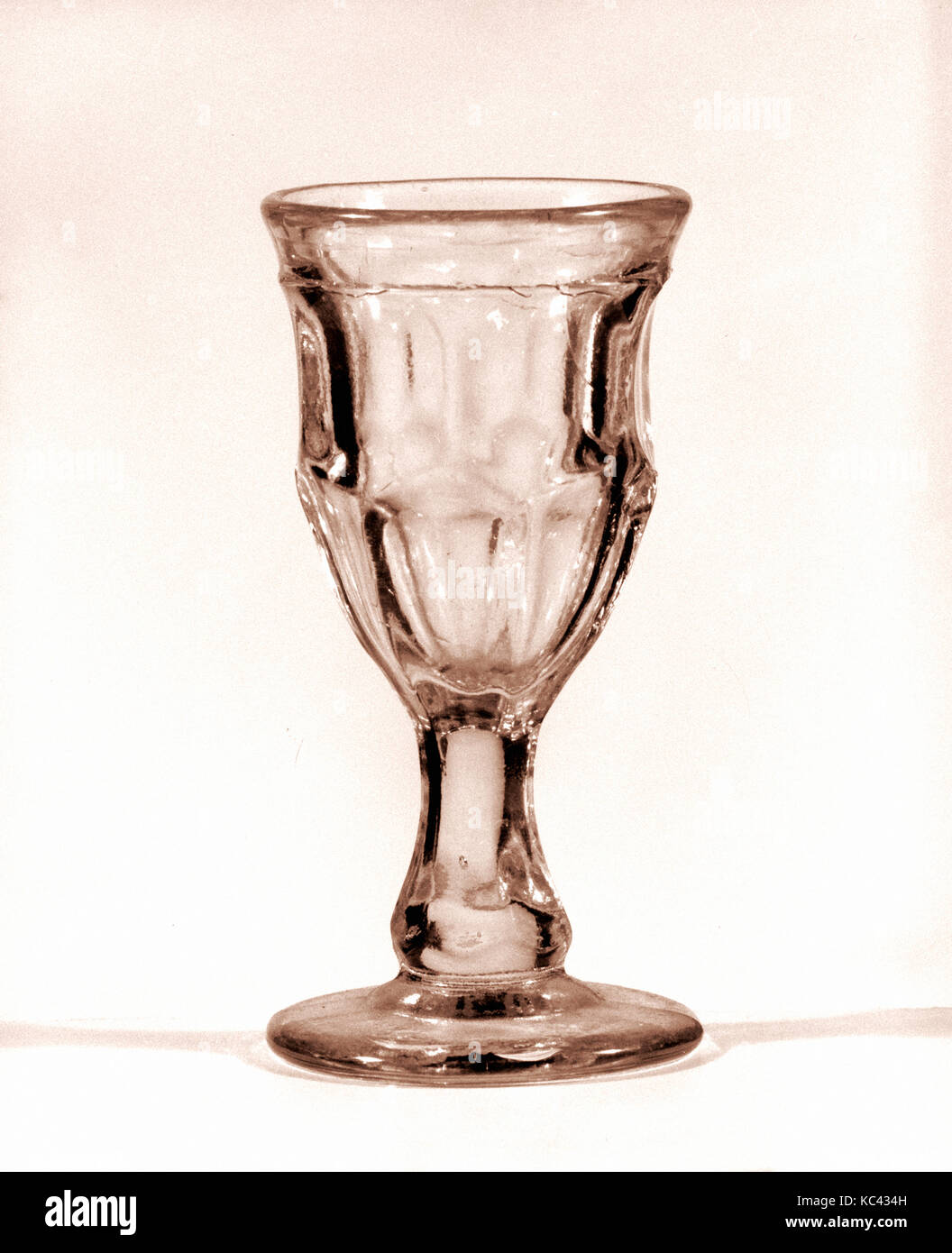 Cordial Glass, 1830–70, Made in United States, American, Pressed glass, H. 3 9/16 in. (9 cm), Glass, With the development of Stock Photo