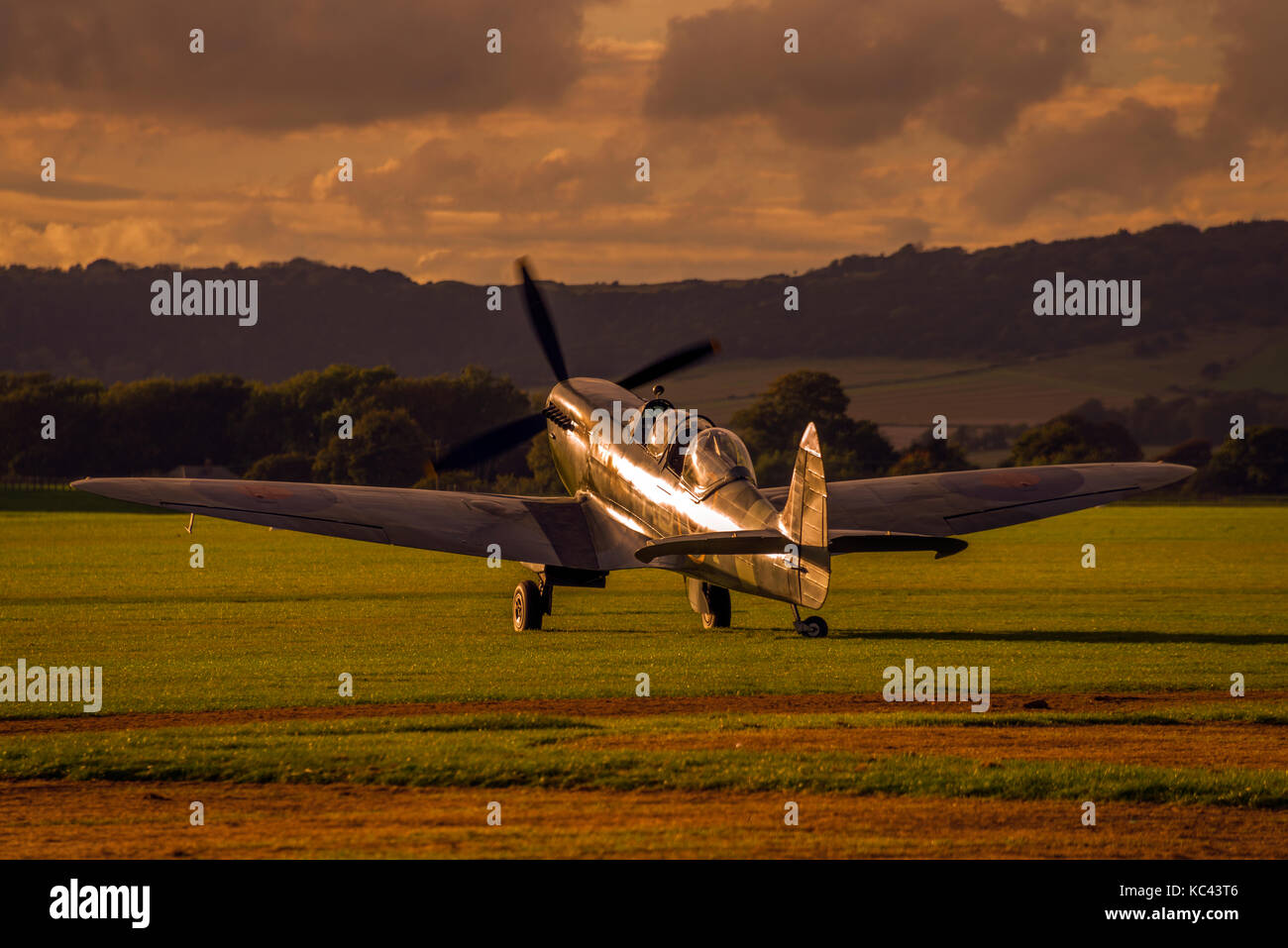 A restored, Second World War, two-seat, Supermarine Spitfire. Stock Photo