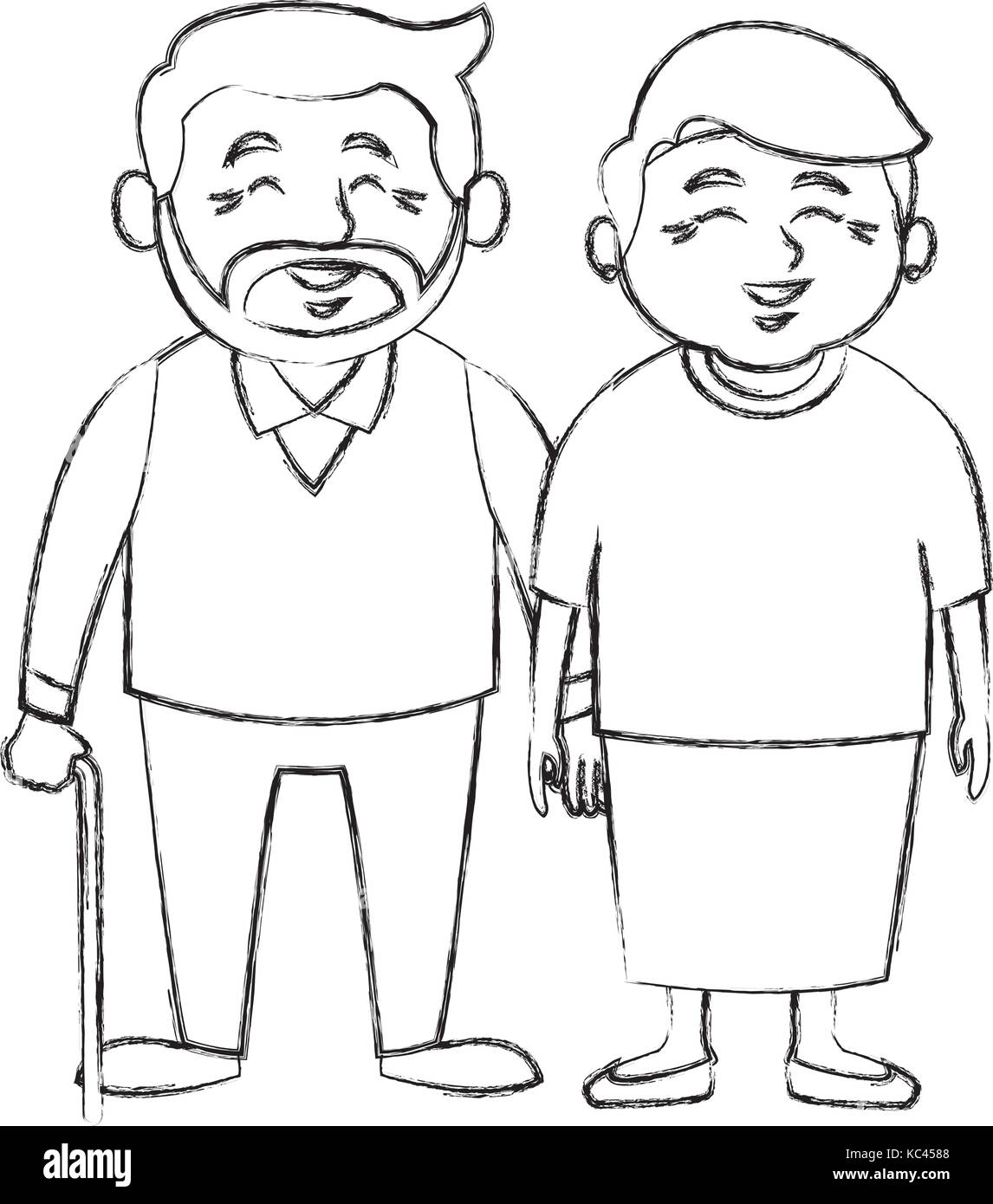 Hand Drawing Watercolor Grandparents Portraits Use Stock Illustration  1999630913 | Shutterstock