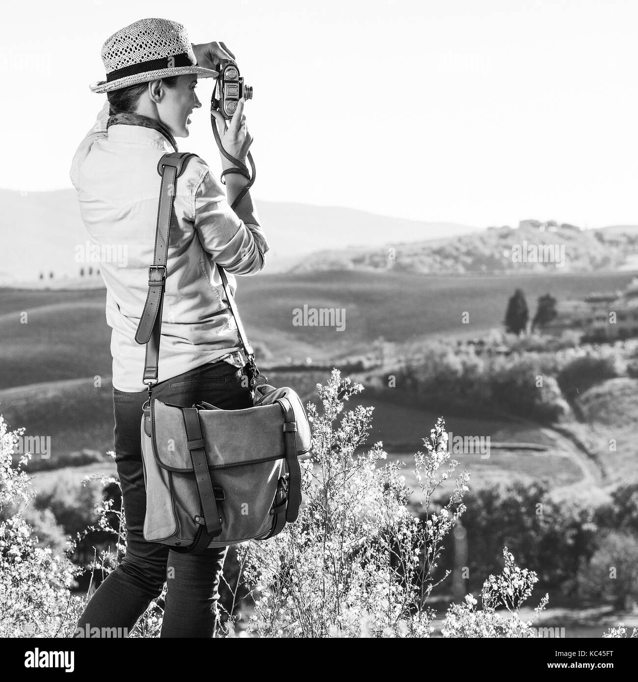 Back view hiker Black and White Stock Photos & Images - Alamy