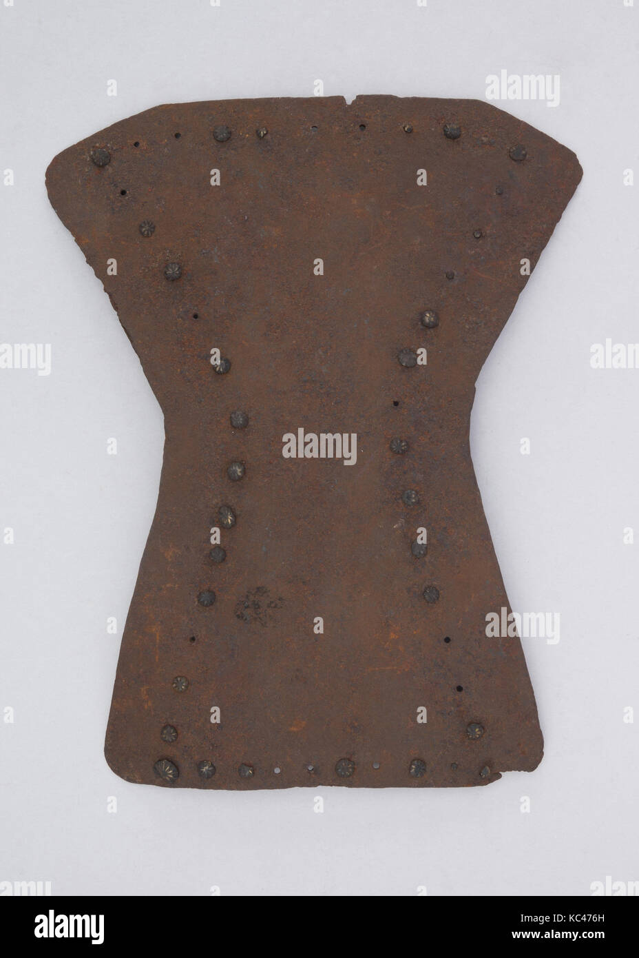 Brigandine Plate, 1350–1450, Italian, H. 9 in. (22.9 cm); W. 7 in. (17.8 cm); Wt. 14.5 oz. (411.1 g), Armor Parts Stock Photo