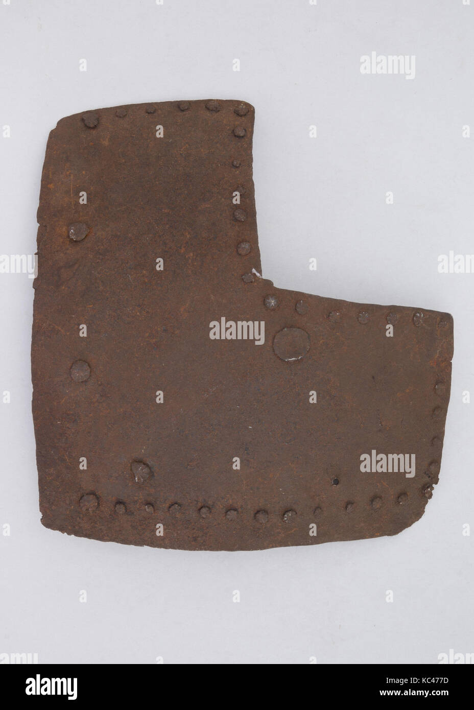 Brigandine Plate, 1400–1450, Italian, H. 8 1/4 in. (21 cm); W. 7 3/4 in. (19.7 cm); Wt. 12.9 oz. (365.7 g), Armor Parts Stock Photo