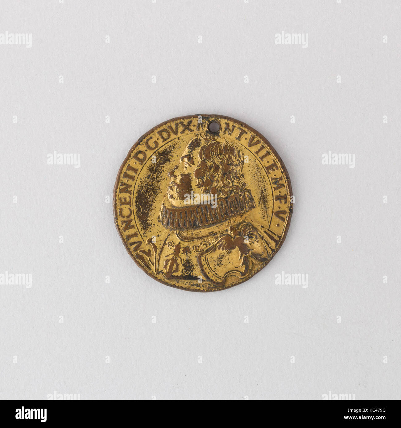 Medal of Vicenzo II Gonzaga, 7th Duke of Mantua, Gasparo Morone, ca. 1625 Stock Photo