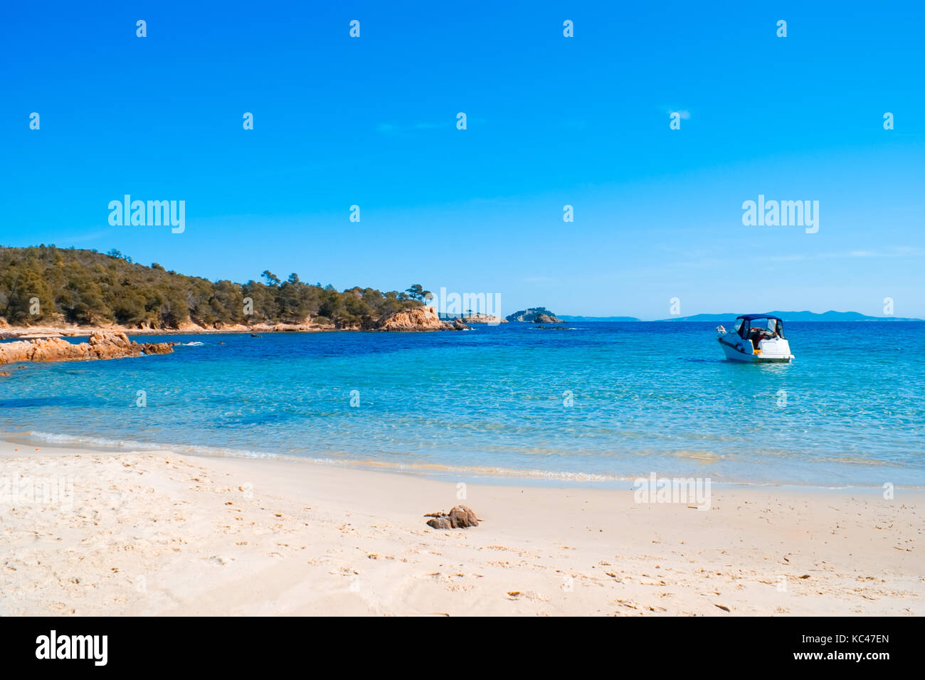 Beach close to  the town of 'La Londe les Maures' , Var, French Riviera Stock Photo