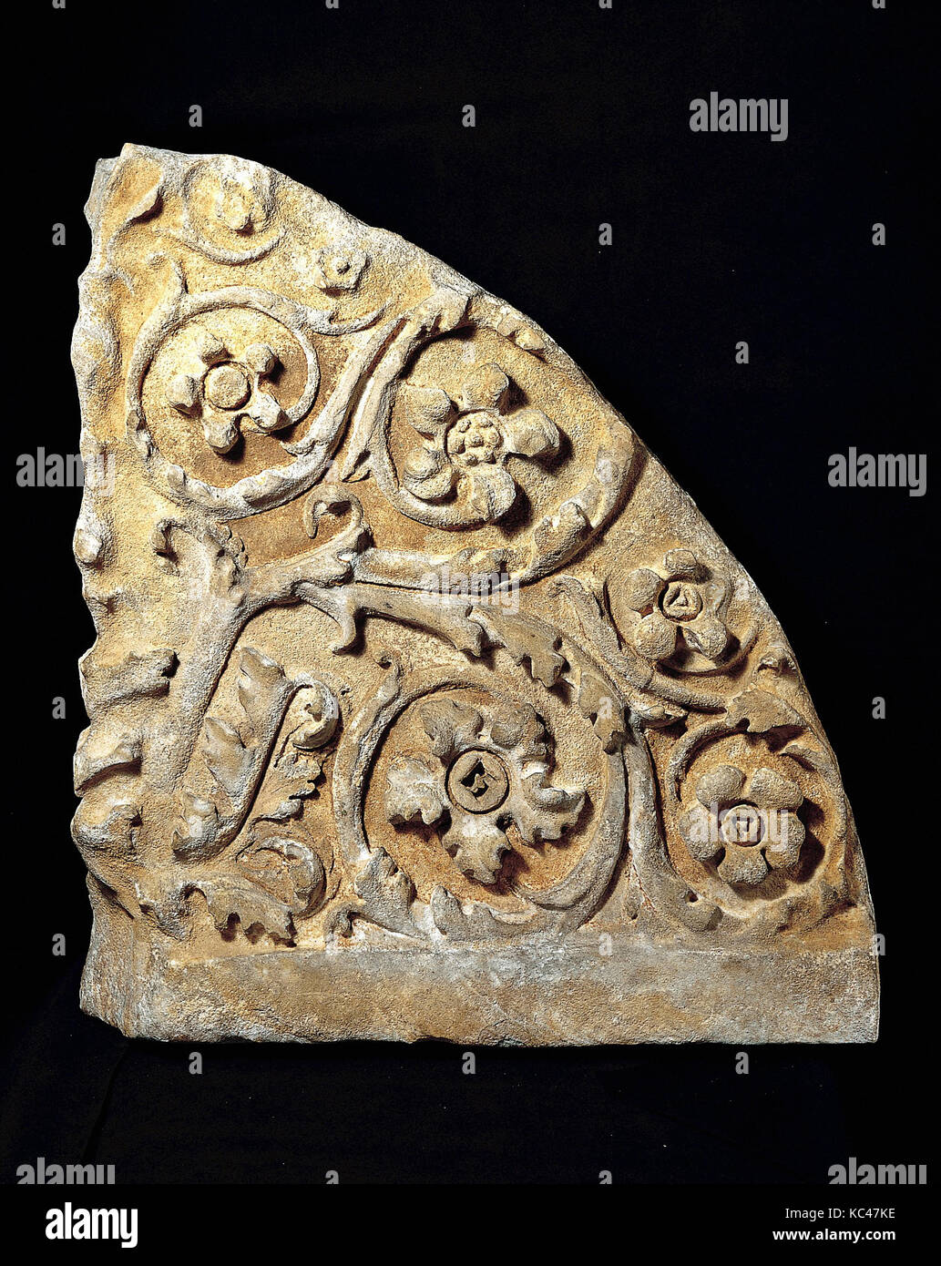 Marble corner acroterion with acanthus scrolls, 1st half of 1st century A.D Stock Photo