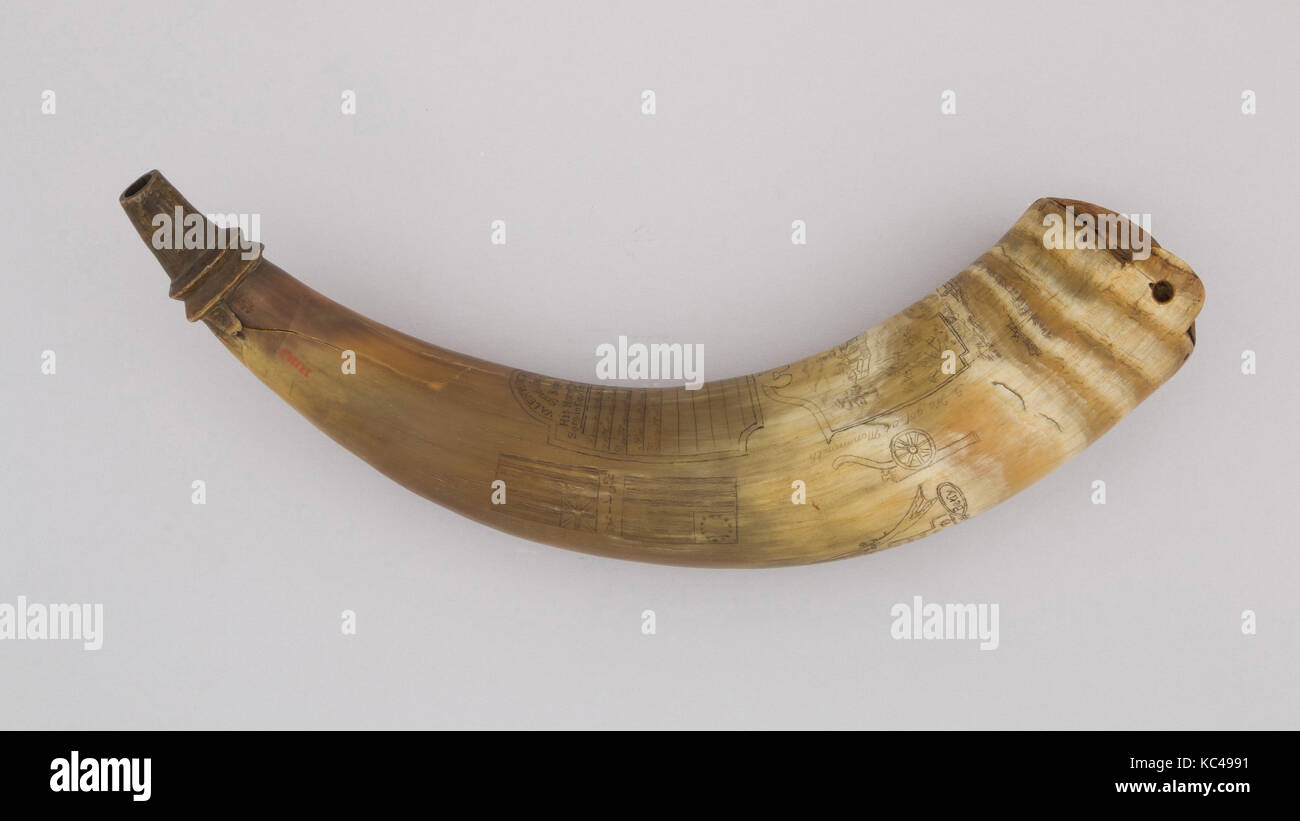 Powder Horn, Horn, 18th to 19th century; engraving, late 19th to early 20th century Stock Photo