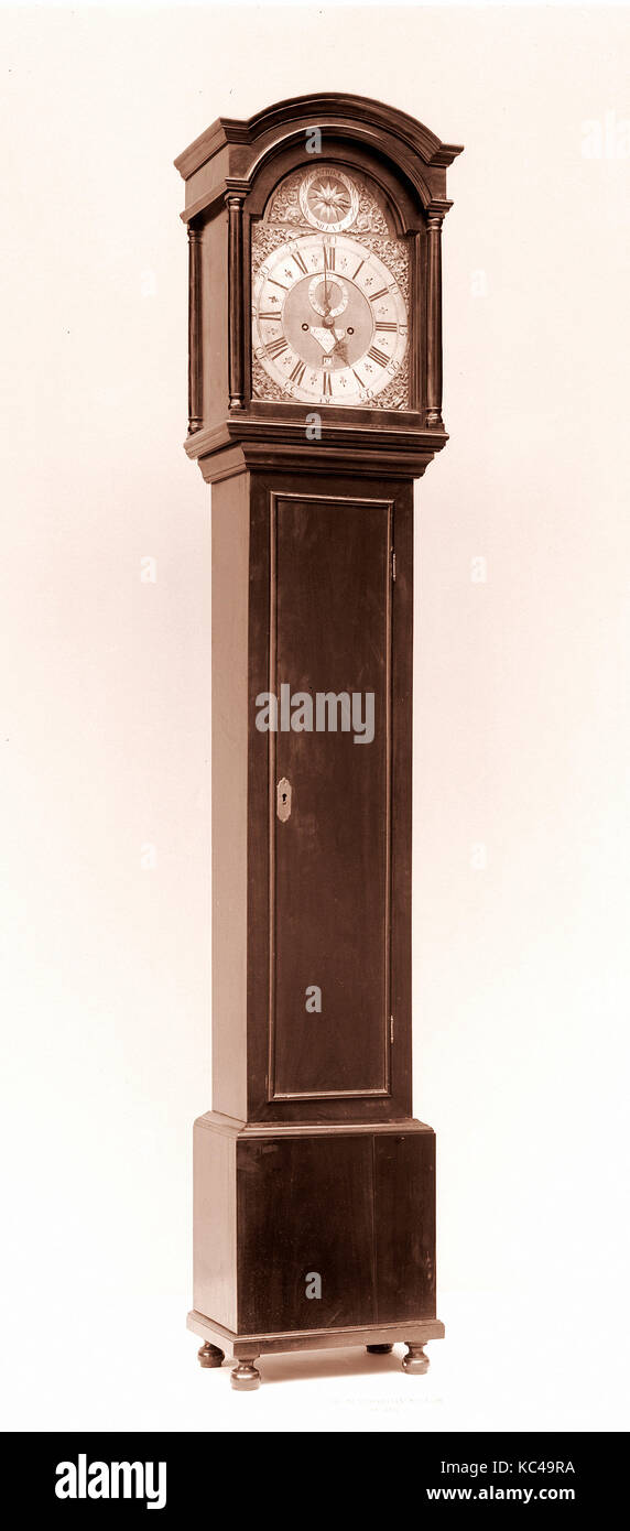Tall Clock, 1740–60, Made in Boston, Massachusetts, United States, American, Walnut, 84 3/8 x 17 1/4 x 10 1/4 in. (214.3 x 43.8 Stock Photo