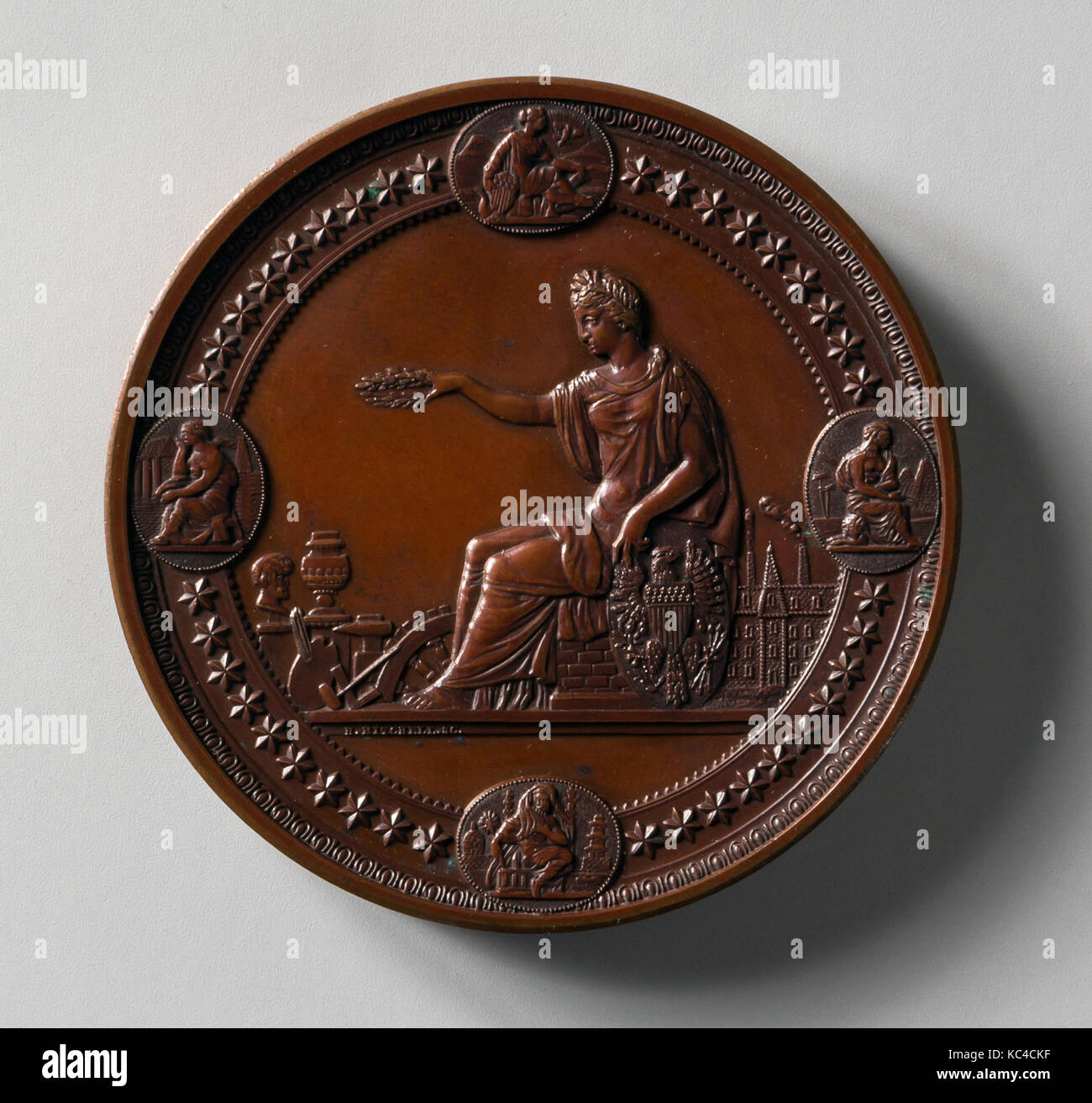 Medal, 1789–1800, Bronze, Diam. 3 in. (7.6 cm), Sculpture Stock Photo