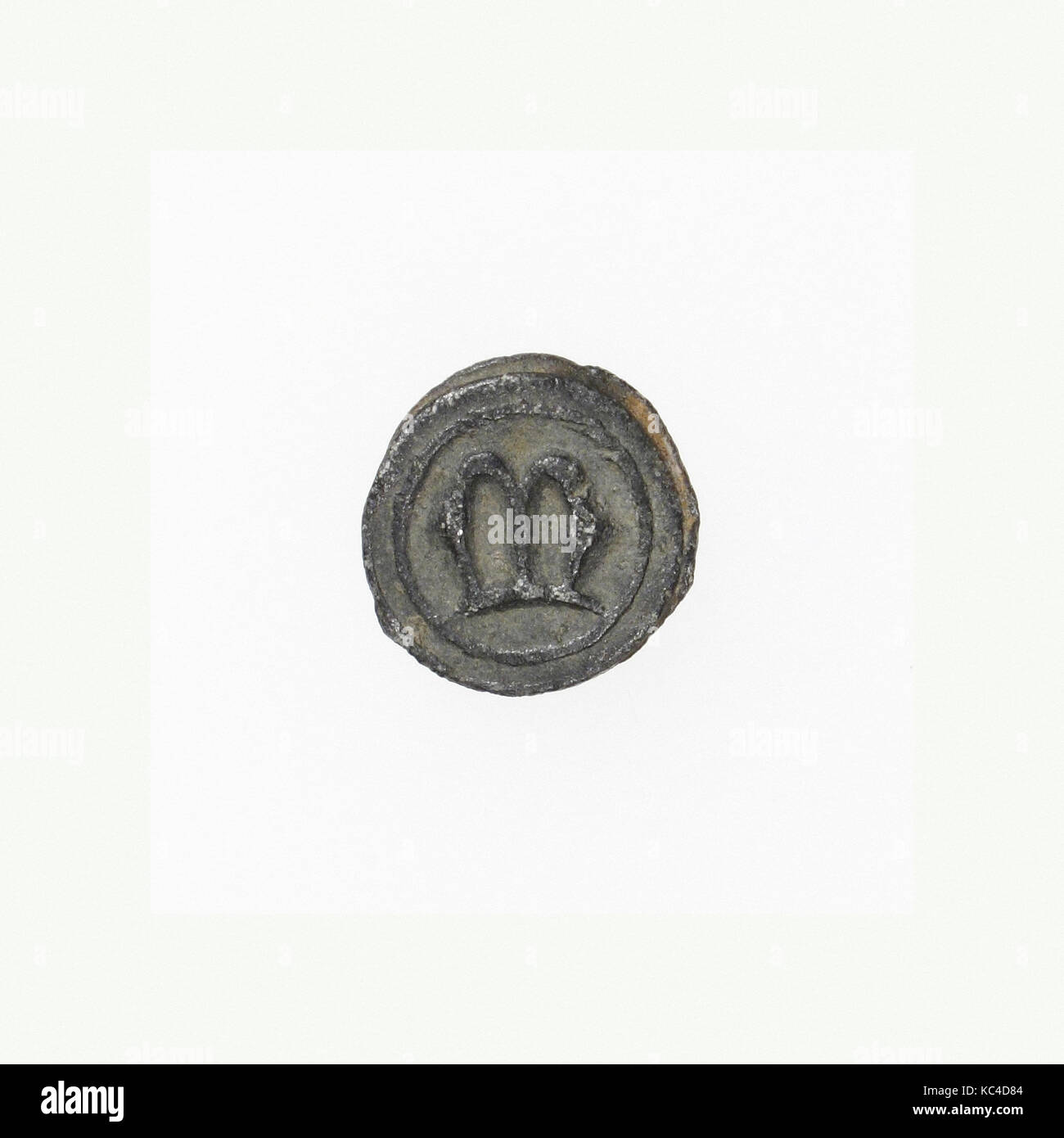 Pilgrim's Badge, 14th–16th century, French, Lead, Overall: 3/8 in. (1 cm), Metalwork-Lead Stock Photo