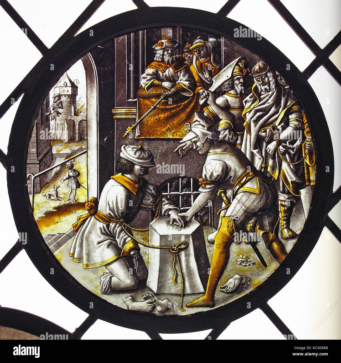 Roundel with Martyrdom of Saint Jacobus Intercisus, ca. 1520 Stock Photo