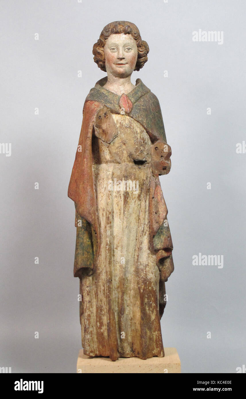 Angel, late 13th century, French, Wood, paint, H: 26 1/2' (67 cm), Sculpture-Wood Stock Photo