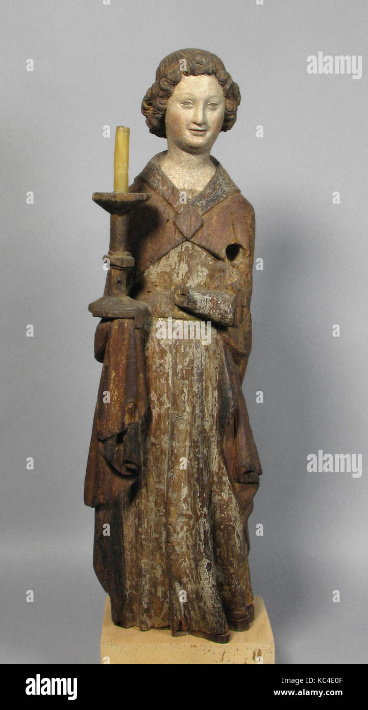 Angel, late 13th century, French, Wood, paint, H: 26 1/2' (67.3cm), Sculpture-Wood Stock Photo