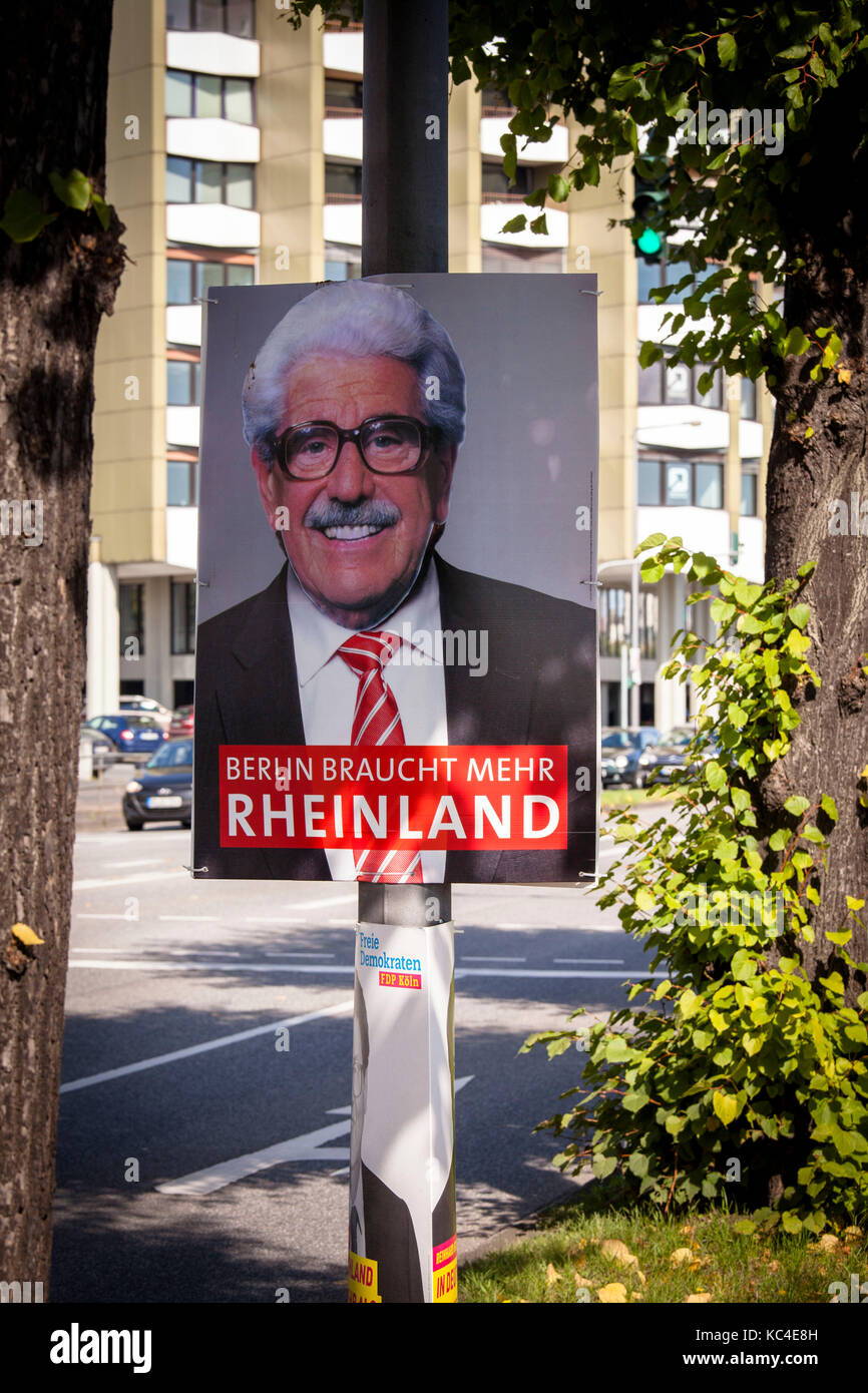 Germany, Cologne, a joker has covered an SPD election poster on the street Konrad-Adenauer-Ufer with a photo of the popular actor Willy Millowitsch.   Stock Photo