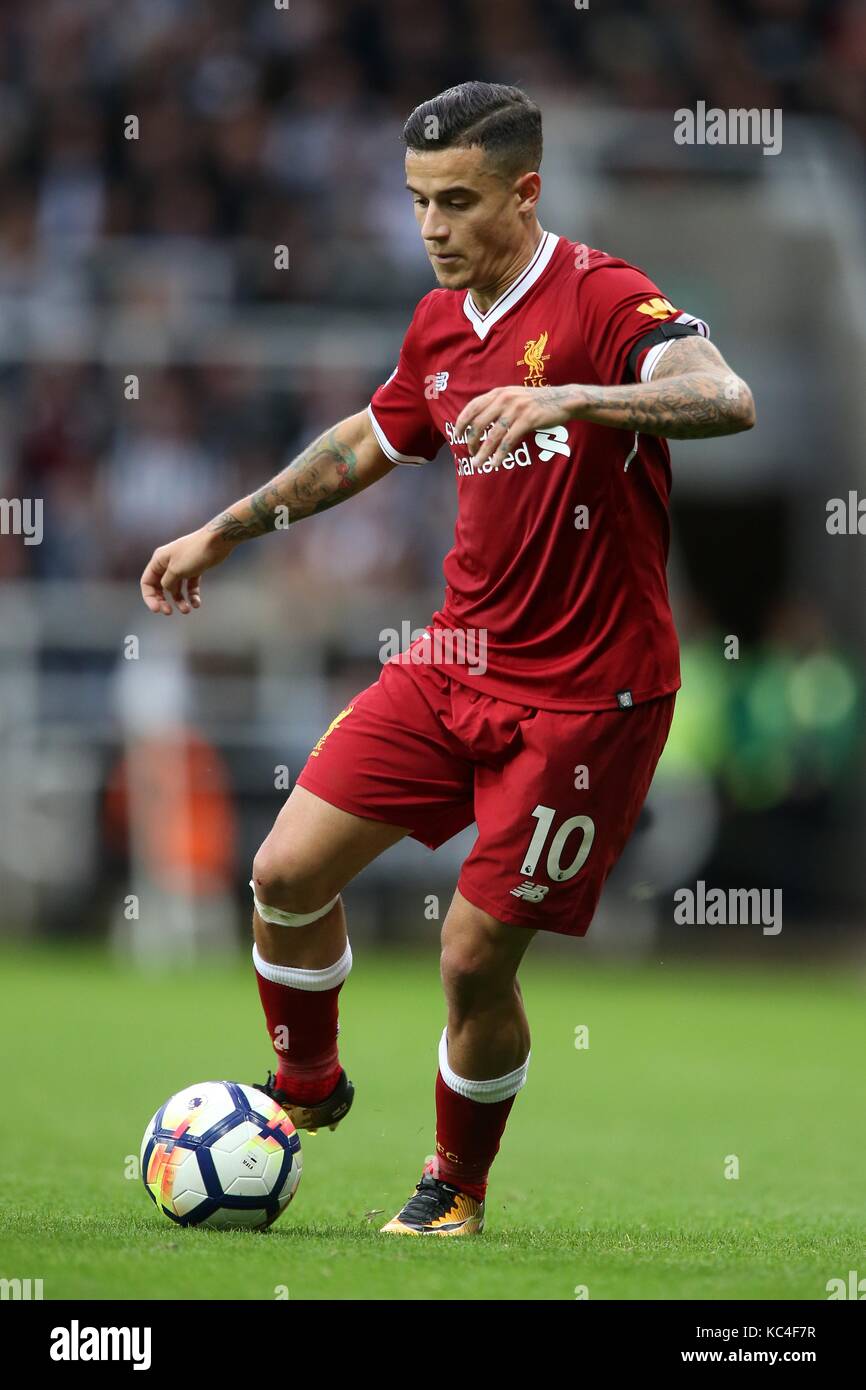 PHILIPPE COUTINHO LIVERPOOL FC LIVERPOOL FC ST JAMES PARK NEWCASTLE ENGLAND 01 October 2017 Stock Photo