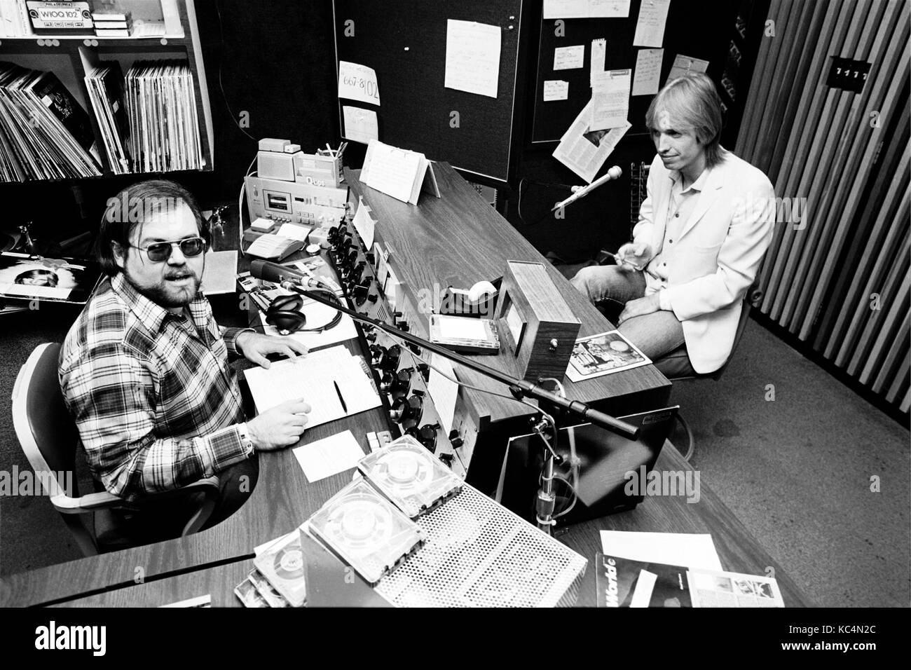 Tom Petty in the WMMR studios in Philadelphia, PA doing a radio interview to promote the record Damn the Torpedoes. November, 1979. © Scott Weiner/MediaPunch Stock Photo