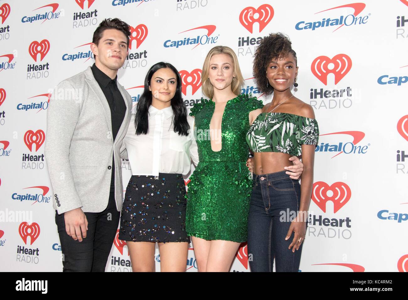 Las Vegas, Nevada, USA. 23rd Sep, 2017. Riverdale cast members CASEY COTT, CAMILA MENDES, LILI REINHART and ASHLEIGH MURRAY on the red carpet during the iHeartRadio Music Festival in Las Vegas, Nevada Credit: Daniel DeSlover/ZUMA Wire/Alamy Live News Stock Photo