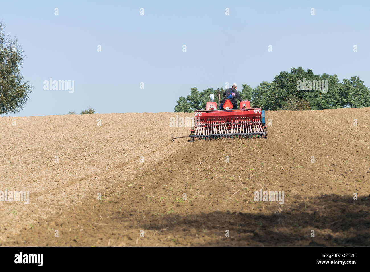 Natura 2000 Głebowic.Autumn grain sowing. October 2, 2017. Autumn sowing of wheat grain under grain harvest in 2018. Credit: w124merc / Alamy Live News Stock Photo