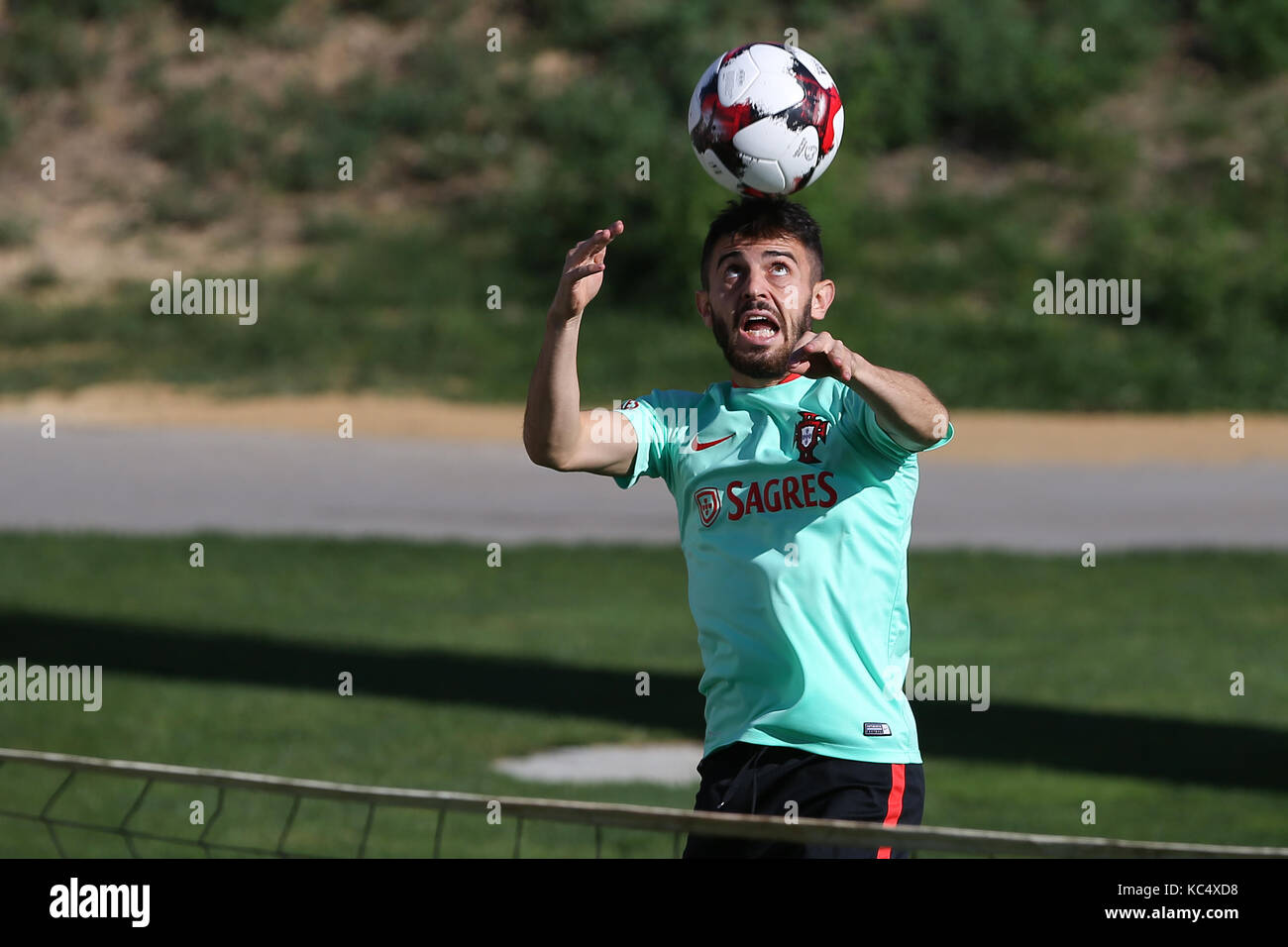 Lisbon, Portugal. 3rd Oct, 2017. Portugal's midfielder Bernardo Silva in action during the National Team Training session before the match between Portugal and Andorra at City Football in Oeiras, Lisbon on October 3, 2017. Credit: Bruno Barros/Alamy Live News Stock Photo