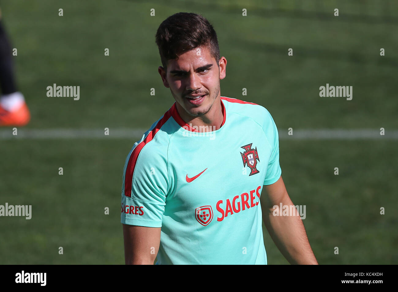 Lisbon, Portugal. 3rd Oct, 2017. Portugal's forward Andre Silva in action during the National Team Training session before the match between Portugal and Andorra at City Football in Oeiras, Lisbon on October 3, 2017. Credit: Bruno Barros/Alamy Live News Stock Photo