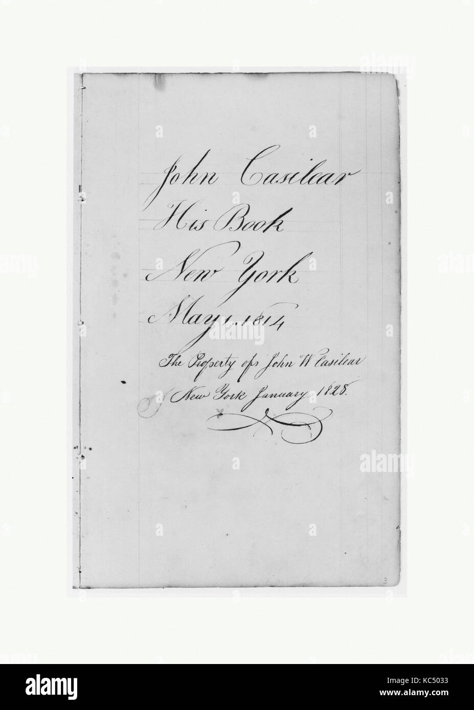 Brown Ink Inscription (from Sketchbook), John William Casilear Stock Photo
